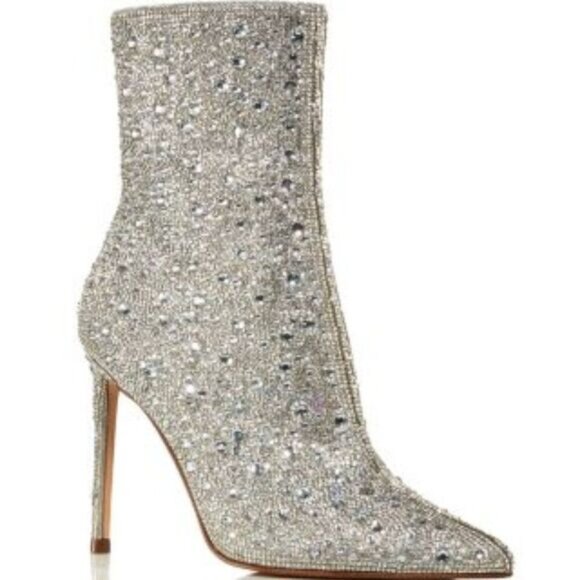 Aqua Gal Rhinestone Embellished High Heel Booties 6 NWT - Picture 1 of 4